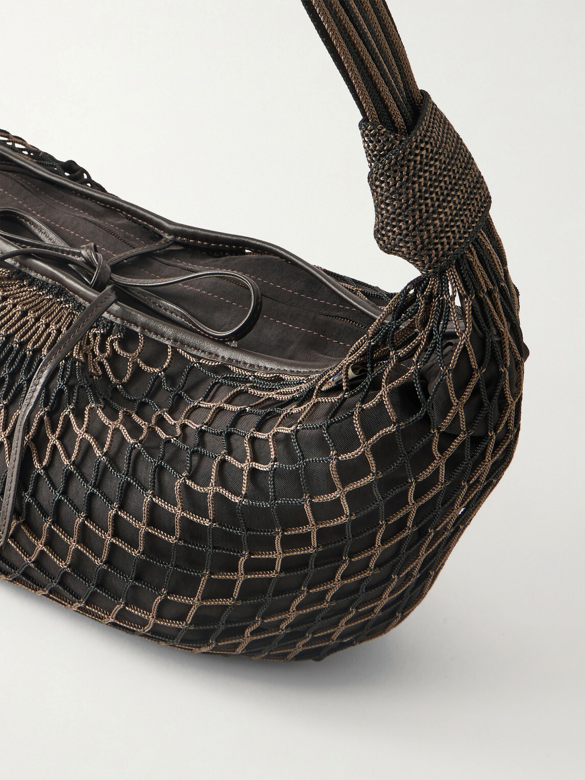 LEMAIRE - Croissant Leather-Trimmed Fishnet Messenger Bag