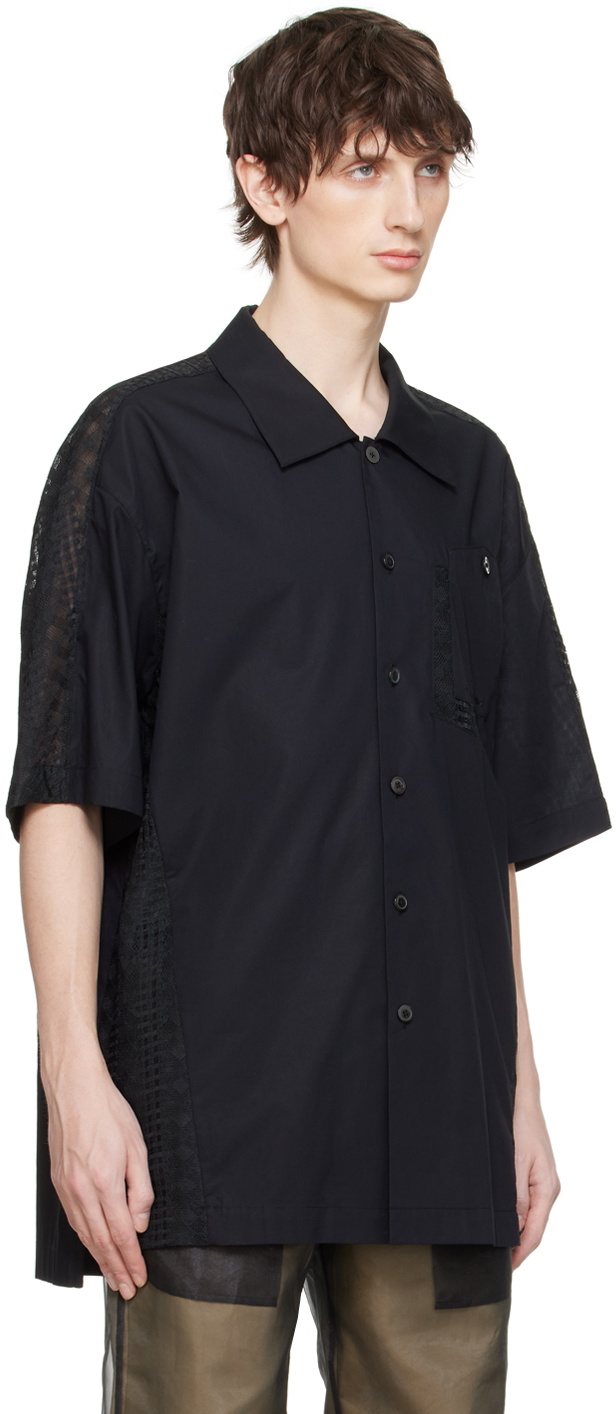 Feng Chen Wang Black Lace Overlay Shirt Feng Chen Wang