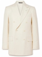 TOM FORD - Atticus Double-Breasted Silk-Canvas Suit Jacket - Neutrals