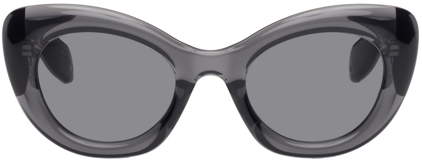 Alexander McQueen Gray Cat-Eye Sunglasses