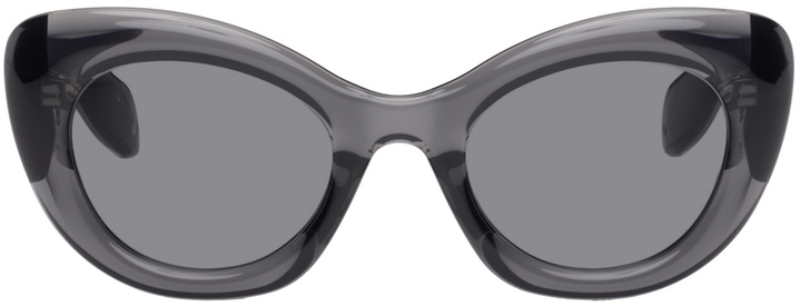 Photo: Alexander McQueen Gray Cat-Eye Sunglasses