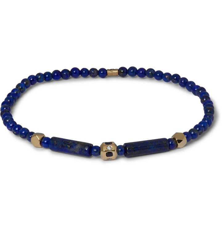 Photo: Luis Morais - 14-Karat Gold, Sapphire and Diamond Beaded Bracelet - Blue