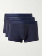 Sunspel - Three-Pack Stretch Cotton-Blend Jersey Boxer Briefs - Blue