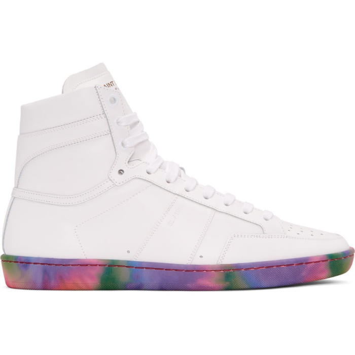 Photo: Saint Laurent Off-White Leather SL-10H Court Classic High-Top Sneakers