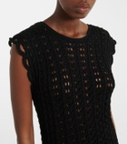 Loulou de Saison Malena asymmetric scalloped crochet midi dress
