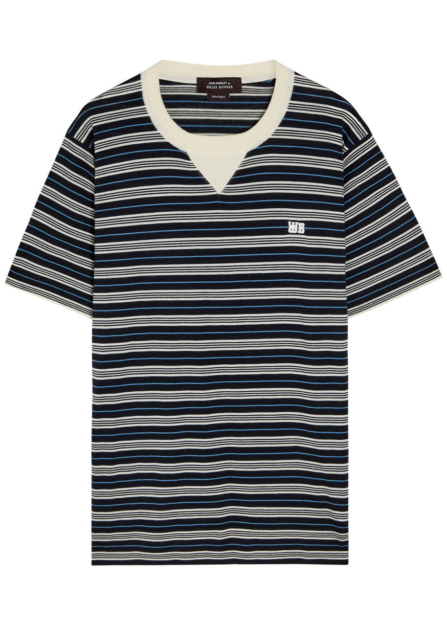 Wales Bonner Song Striped Fine-knit Wool-blend T-shirt Multicoloured 1