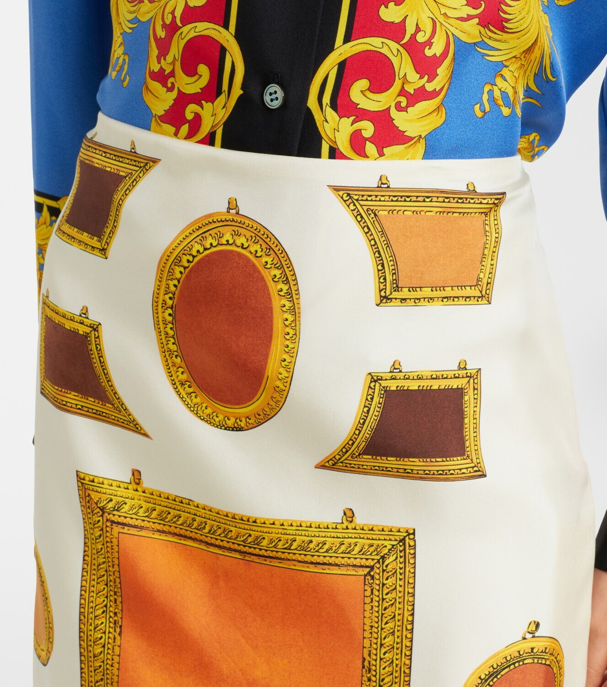 Versace Printed silk twill pencil skirt