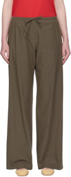 AMOMENTO Brown Stripe Banding Lounge Pants