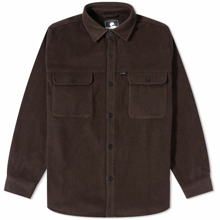Photo: Edwin Men's Jowen Brushed Flannel Overshirt in Brown