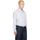 Burberry White & Blue Relaxed Fit Striped Cotton Shirt
