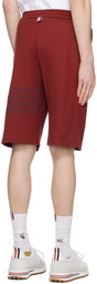 Thom Browne Burgundy 4-Bar Shorts