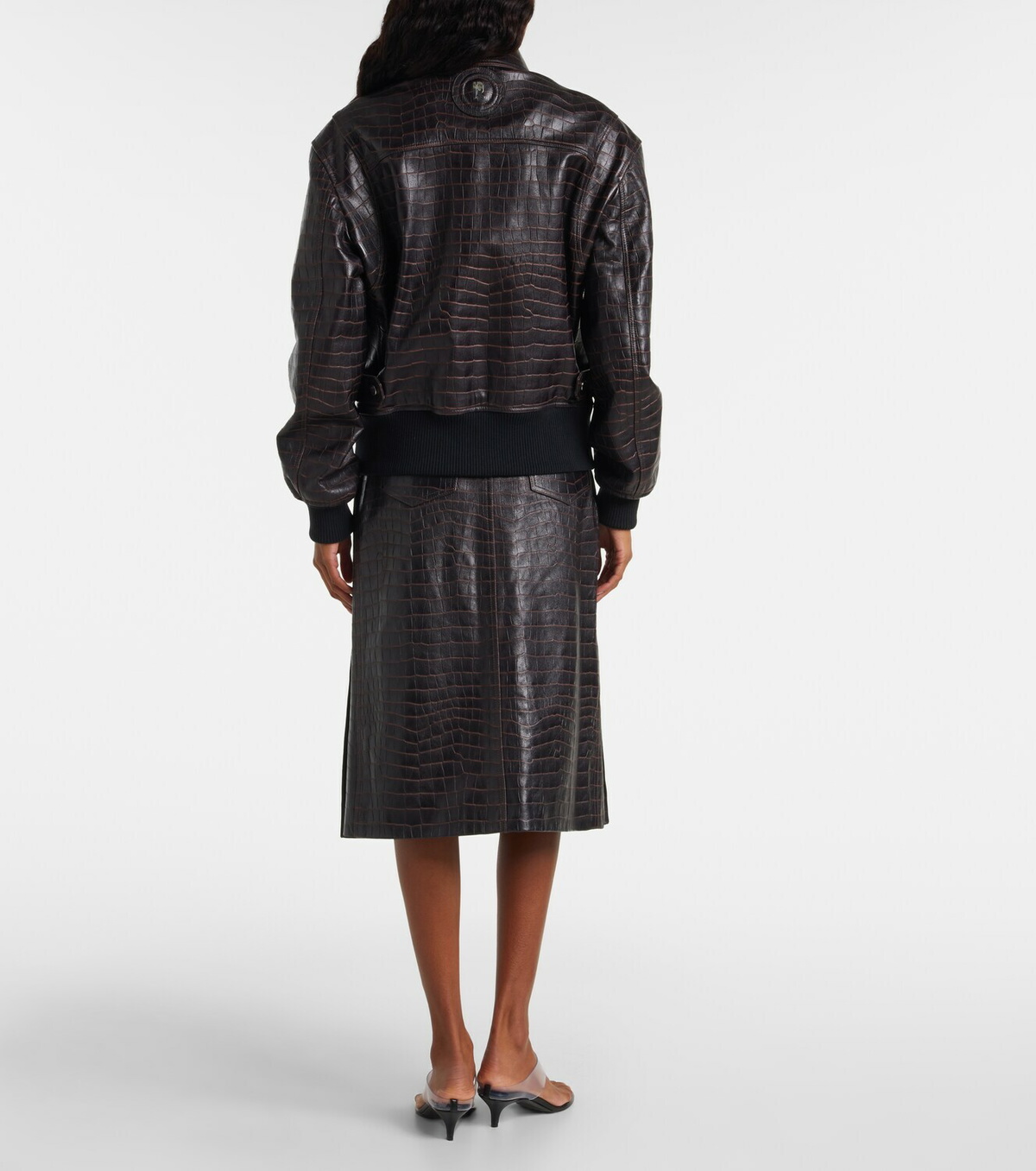 Rabanne Croc-effect leather blouson jacket