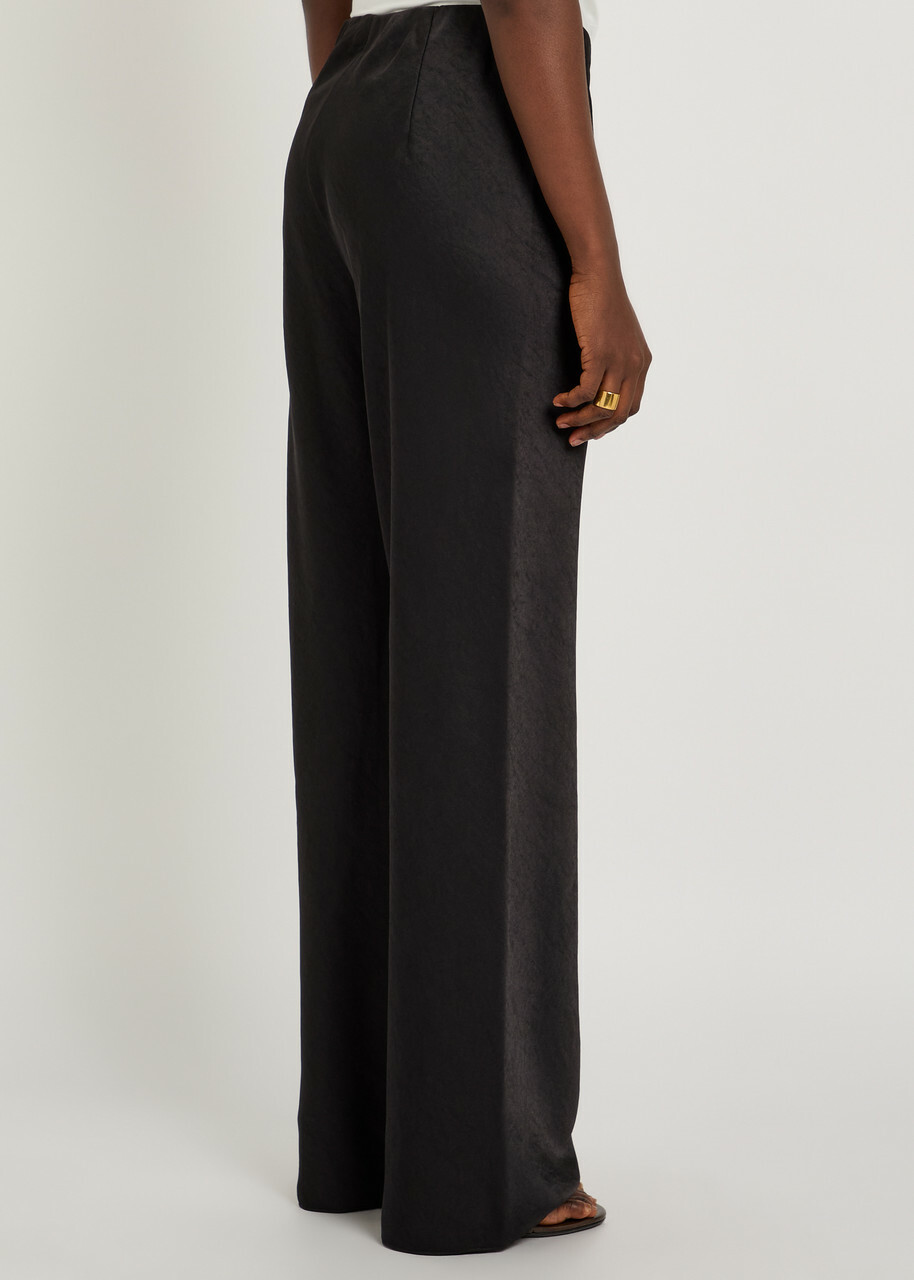 Vince Wide-leg Satin Trousers Black