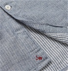 Incotex - Jared Slim-Fit Grandad-Collar Cotton-Chambray Shirt - Blue