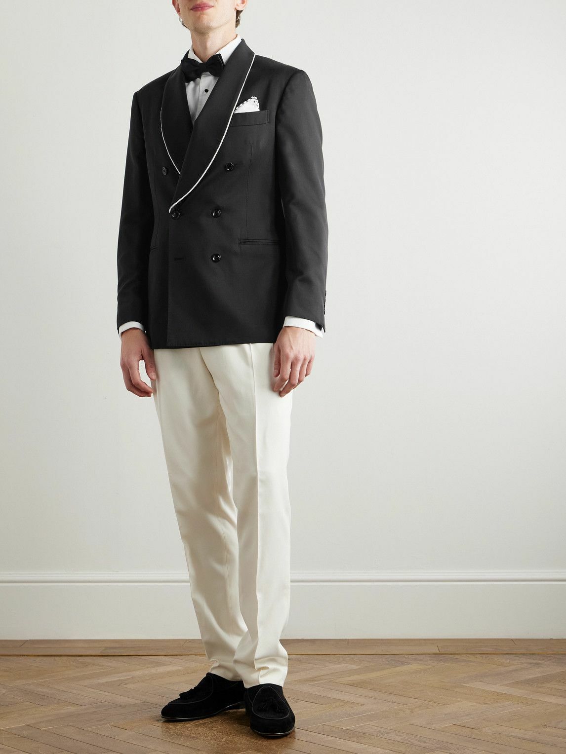 Brunello Cucinelli - Double-Breasted Shawl-Lapel Silk-Twill Tuxedo Jacket - Black