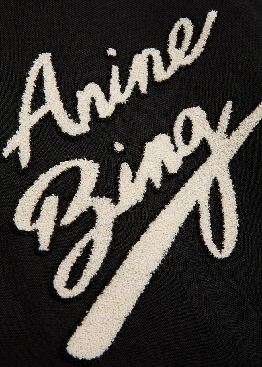 Anine Bing Miles Logo-appliquéd Cotton Sweatshirt Black