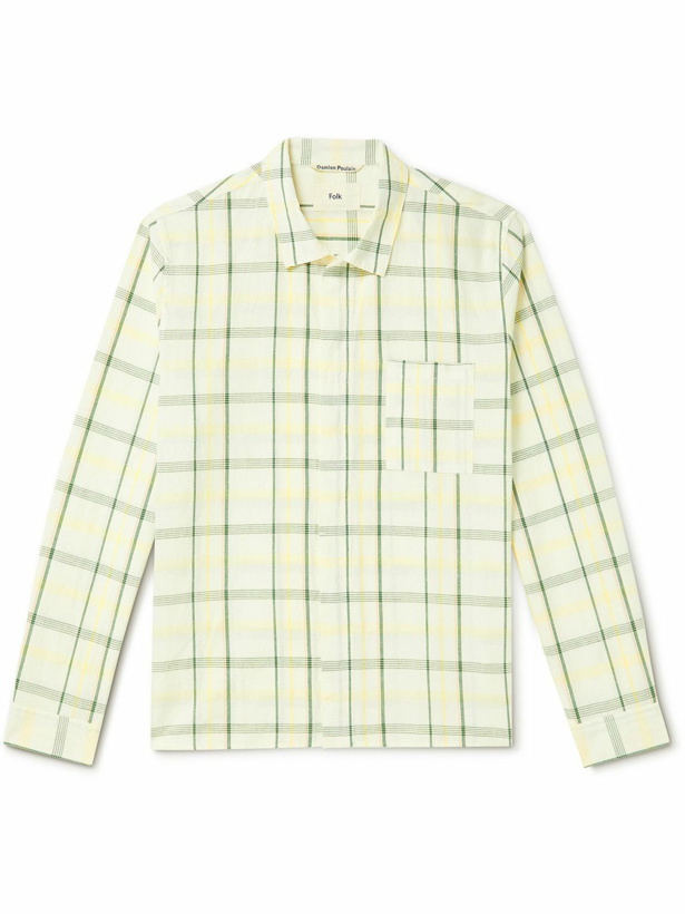 Photo: Folk - Patch Checked Cotton and Linen-Blend Shirt - Neutrals