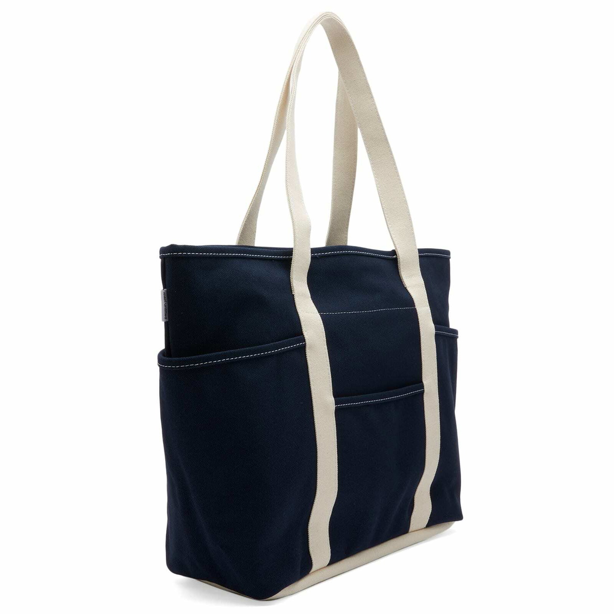 Mazi Untitled Cafe Tote Bag in Navy/Ecru 