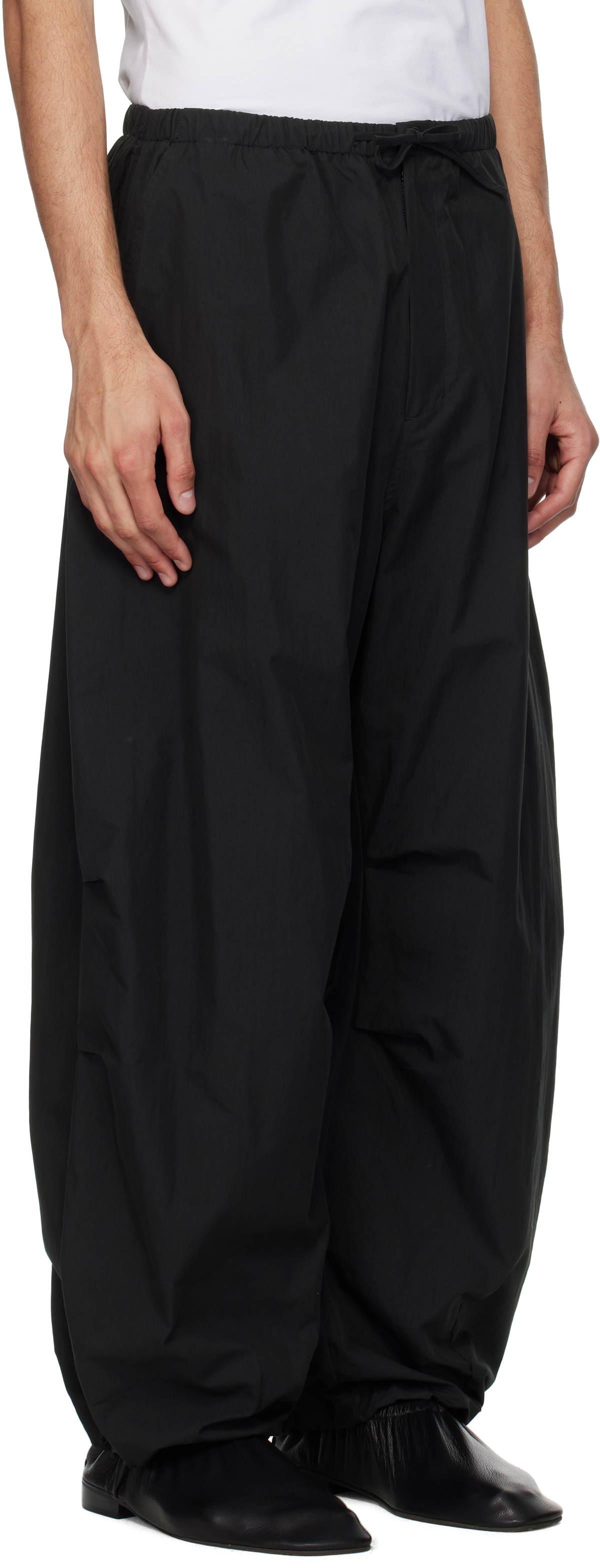AMOMENTO Black Drawstring Wide Fatigue Trousers AMOMENTO