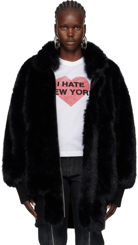 Photo: VAQUERA Black Faux-Fur Bomber Coat