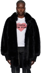 VAQUERA Black Faux-Fur Bomber Coat
