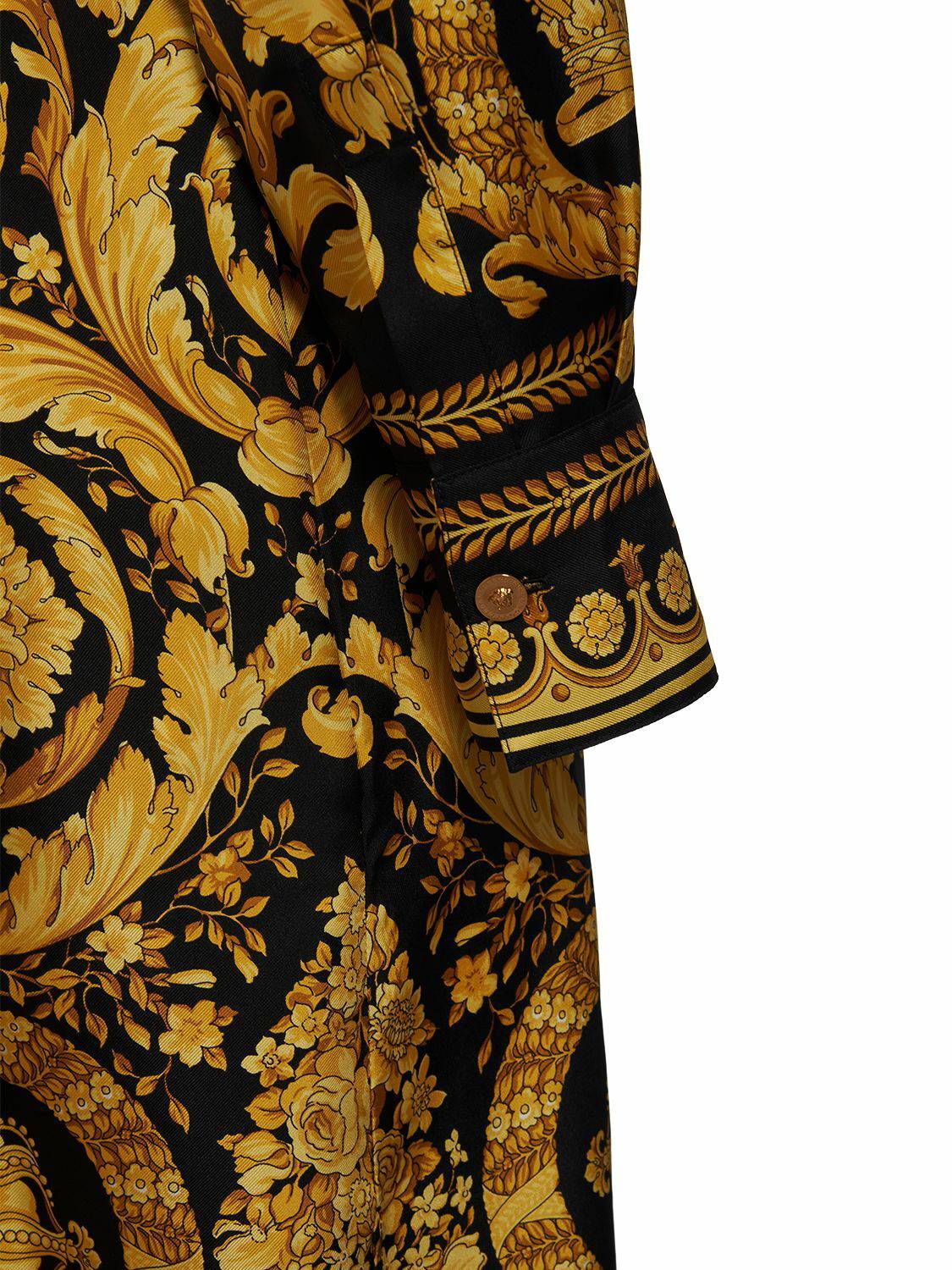 VERSACE - Barocco Silk Twill Midi Shirt Dress Versace