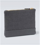 Thom Browne 4-Bar leather-trimmed pouch
