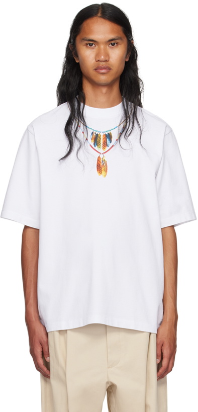 Photo: Marcelo Burlon County of Milan White Feather Necklace T-Shirt