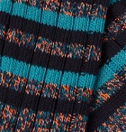 Pantherella - Phoenix Striped Mélange Recycled Cotton-Blend Socks - Orange