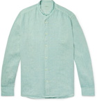Altea - Brent Grandad-Collar Garment-Dyed Linen Shirt - Green