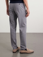 Eleventy - Slim-Fit Tapered Stretch-Wool Flannel Trousers - Gray