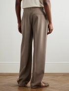 The Row - Mikeno Straight-Leg Pleated Wool Suit Trousers - Brown
