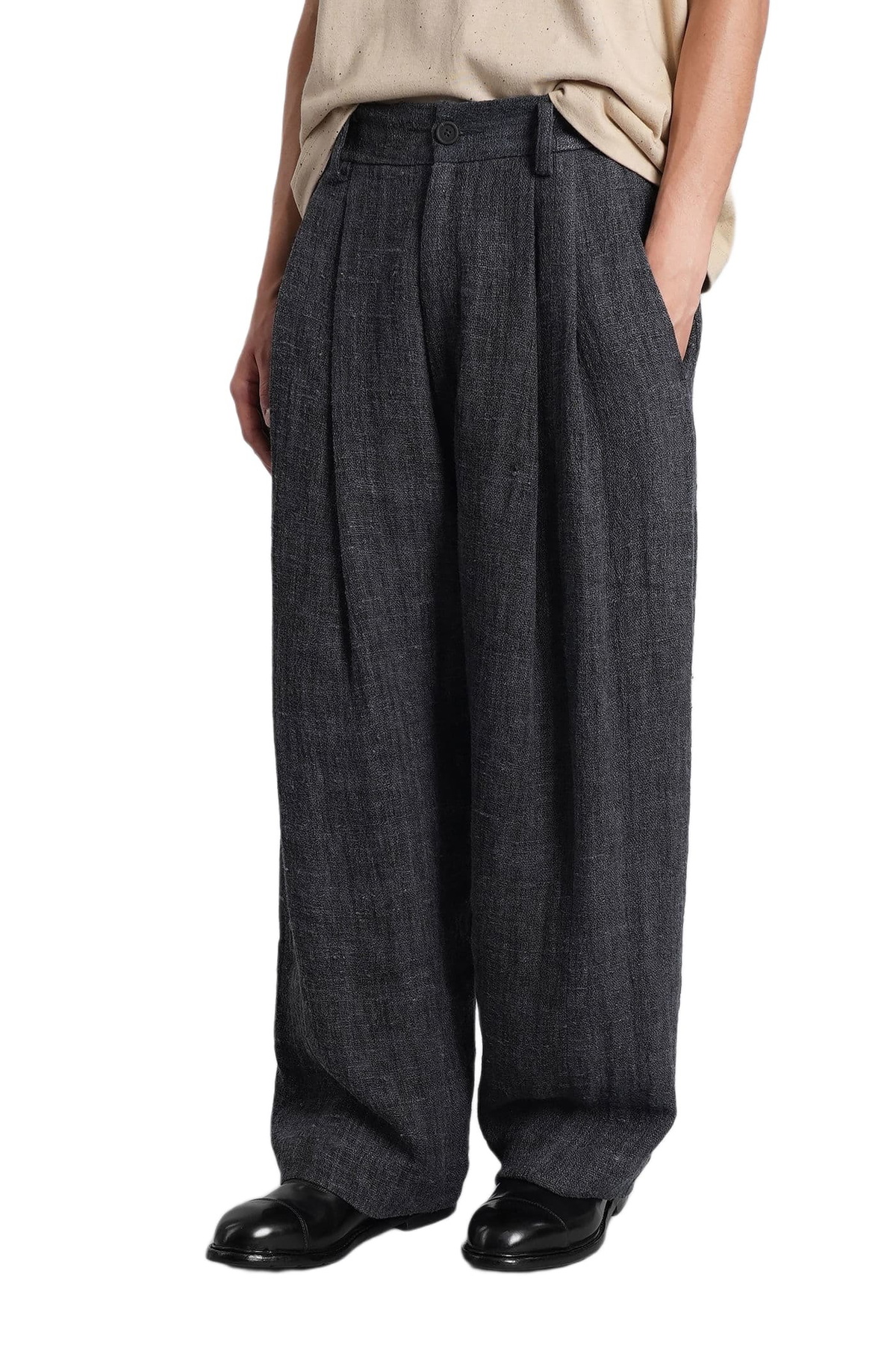 Ziggy Chen Pants In Blue Linen