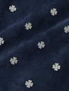 BODE - Clover Embellished Suede Overshirt - Blue
