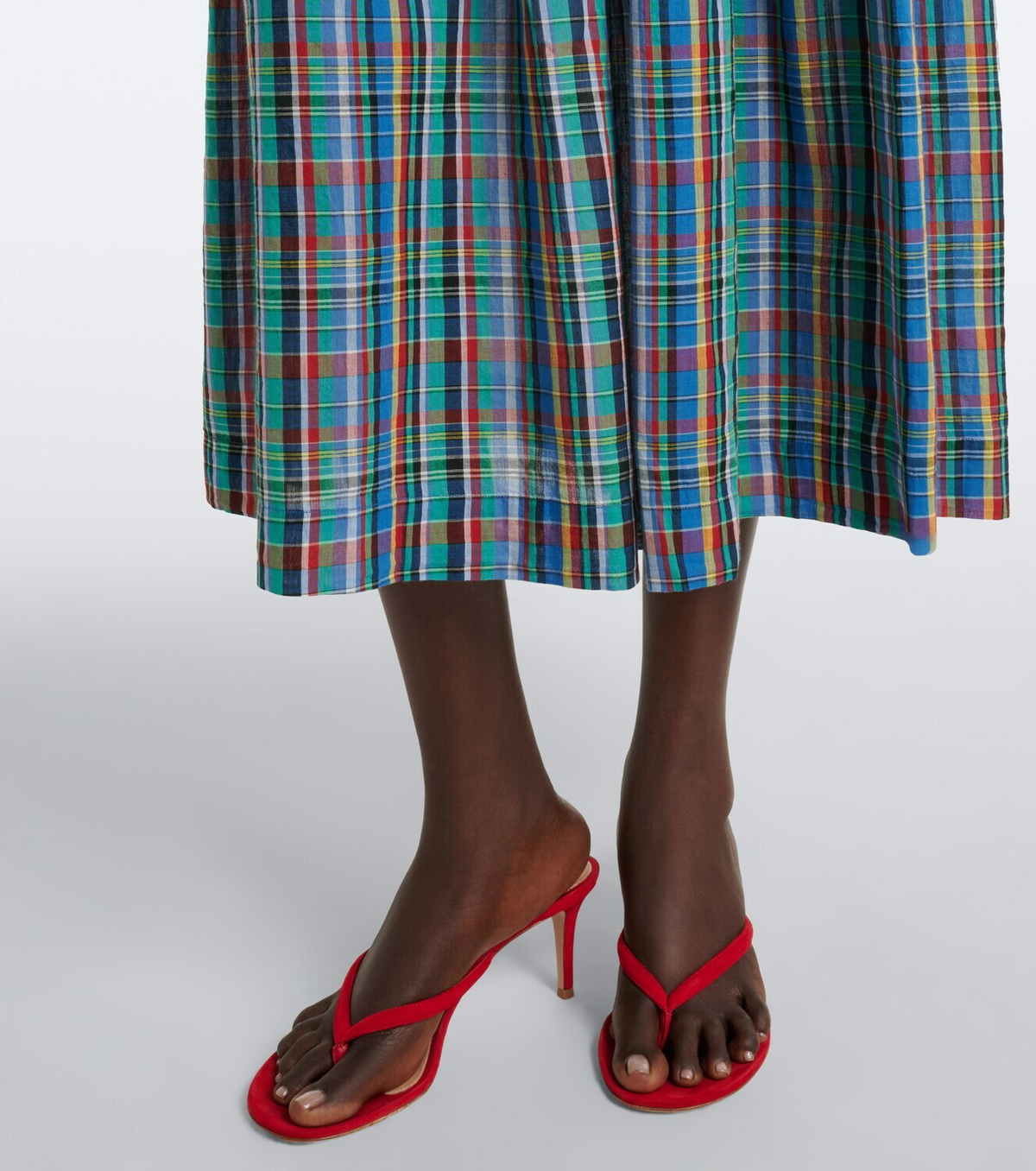 Dôen Brielle plaid cotton midi dress