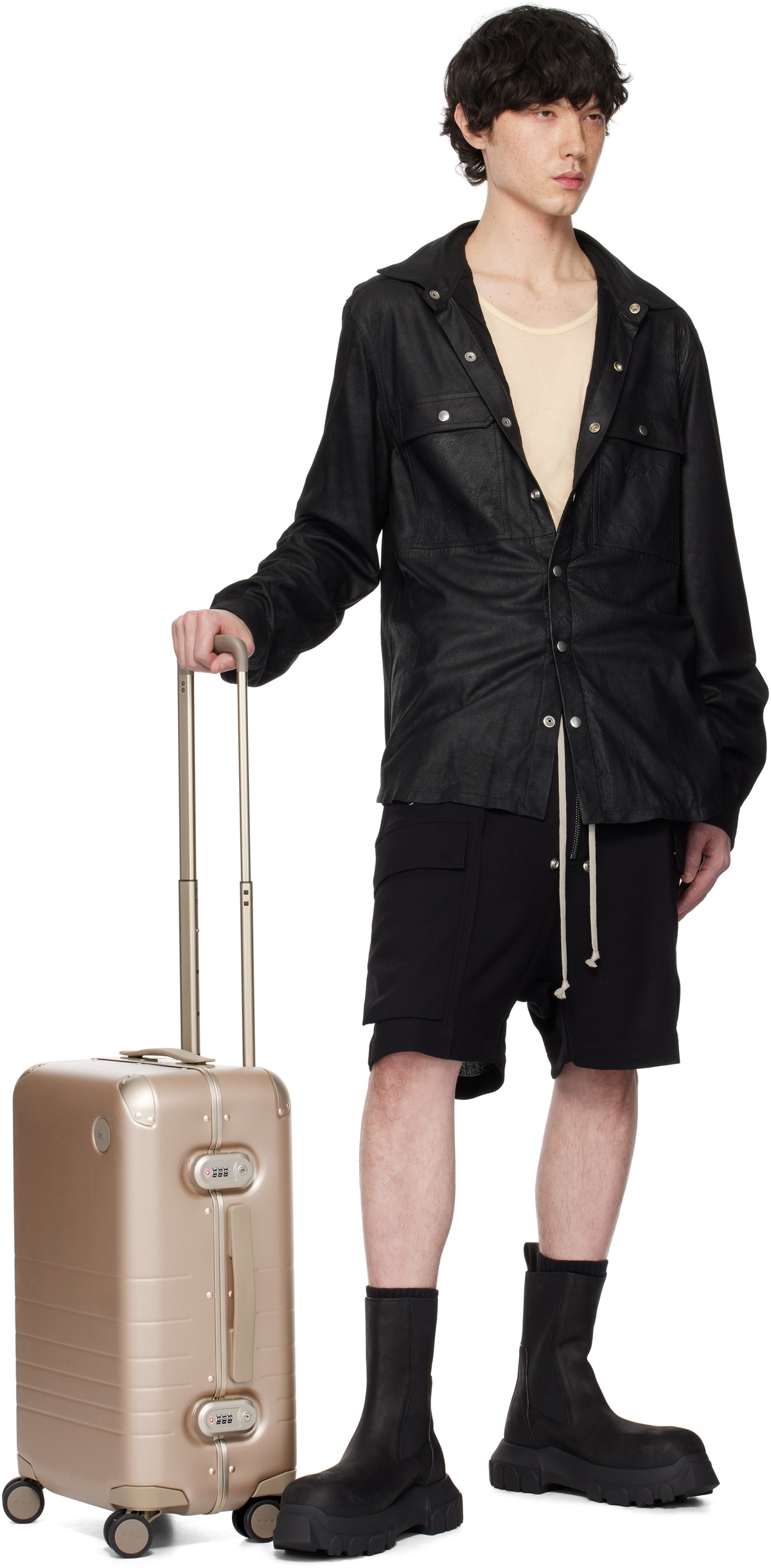 Monos Beige Hybrid Carry-On Suitcase