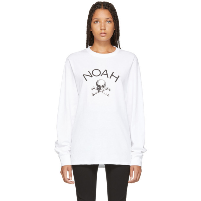 Noah NYC White Jolly Roger Long Sleeve T-Shirt Noah NYC