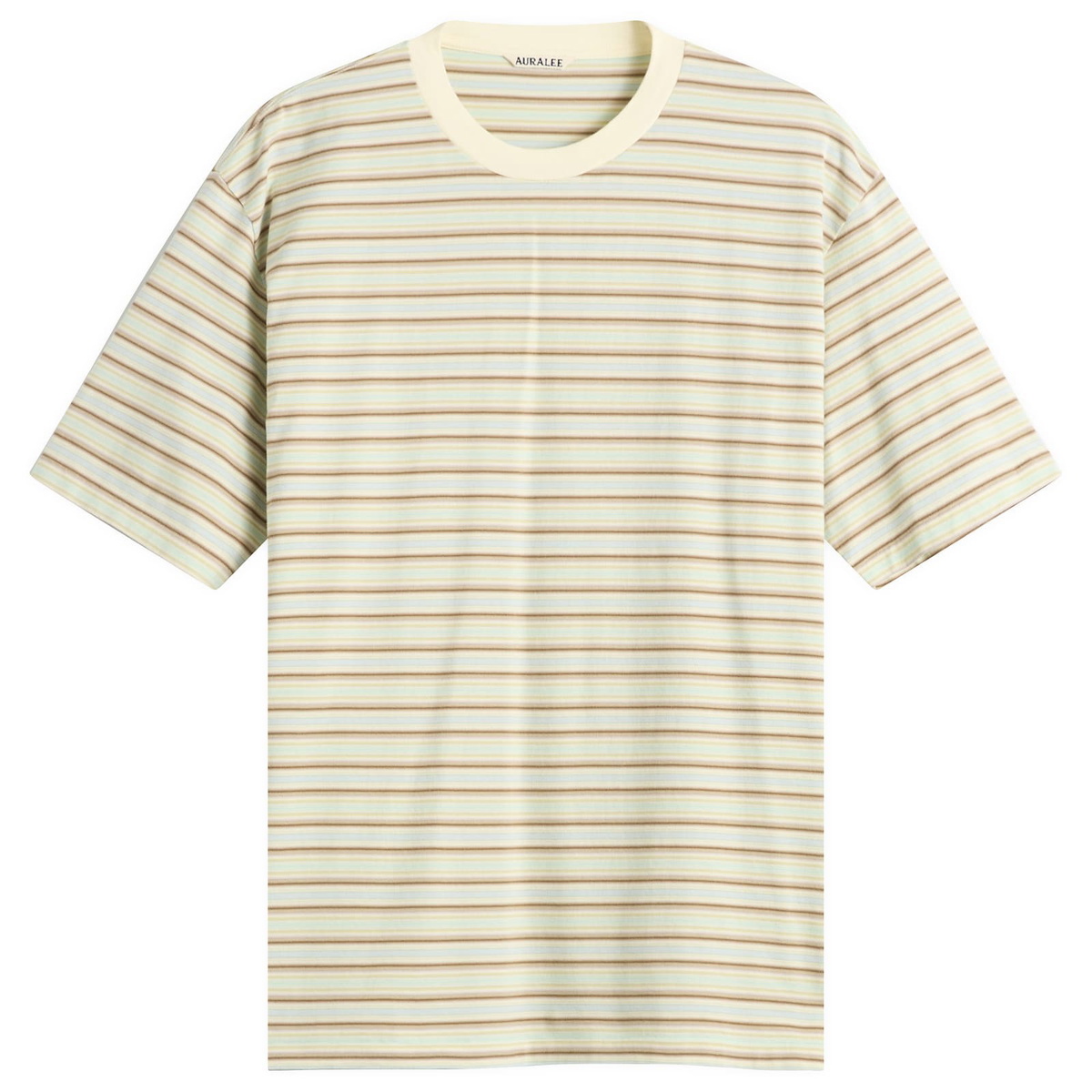 Auralee Men's Gradient Stripe Jersey T-Shirt in Fade Mint Stripe
