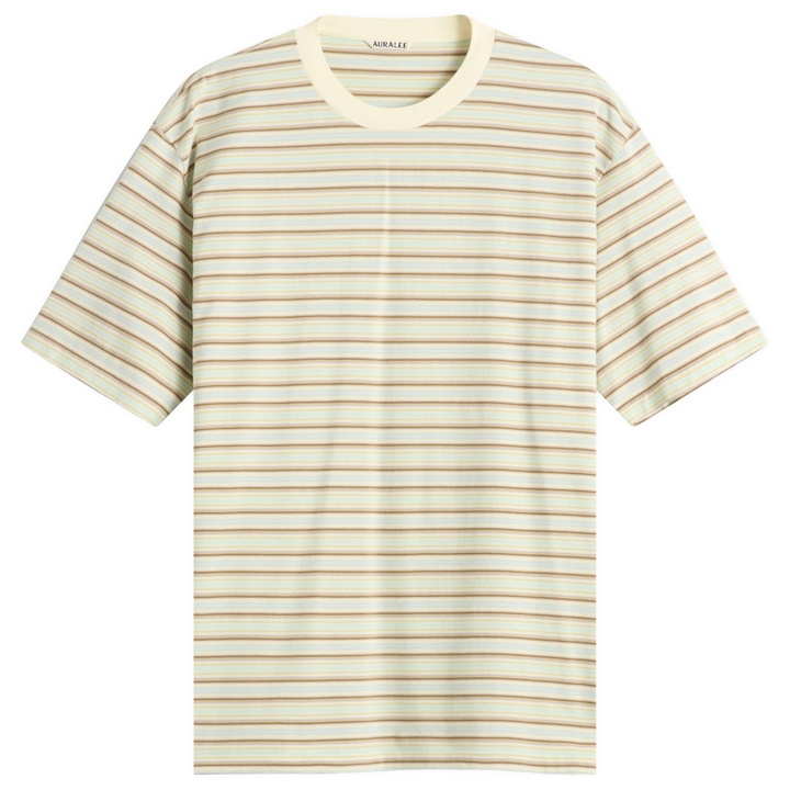 Photo: Auralee Men's Gradient Stripe Jersey T-Shirt in Fade Mint Stripe
