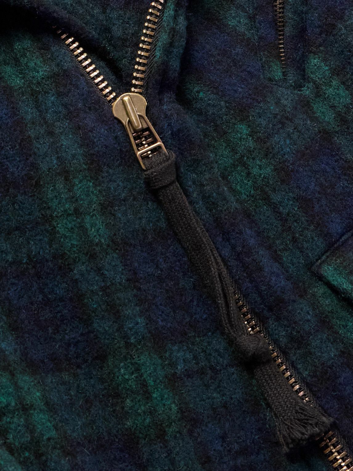 Greg Lauren - Brando Belted Checked Wool Jacket - Green