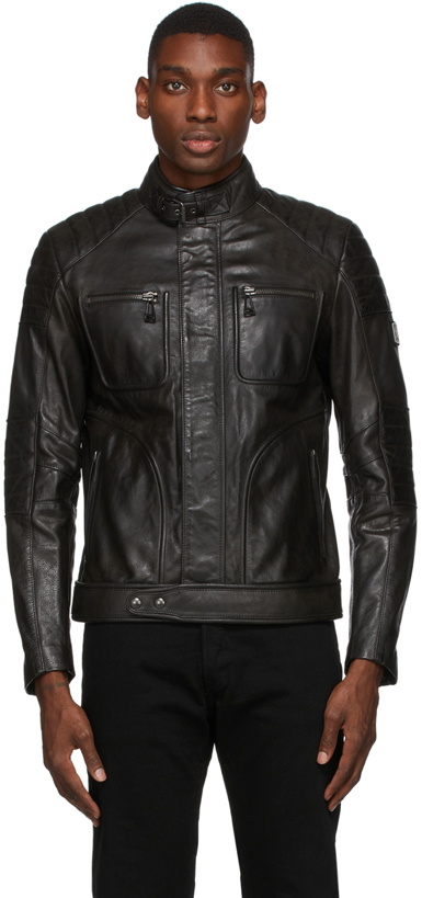 Photo: Belstaff Black Leather Weybridge 2.0 Jacket
