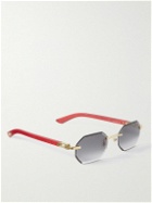 Cartier Eyewear - Octagon-Frame Gold-Tone and Wood Sunglasses