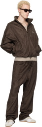 Fear of God ESSENTIALS Brown Faux-Suede Fleece Signature Modern Track Jacket