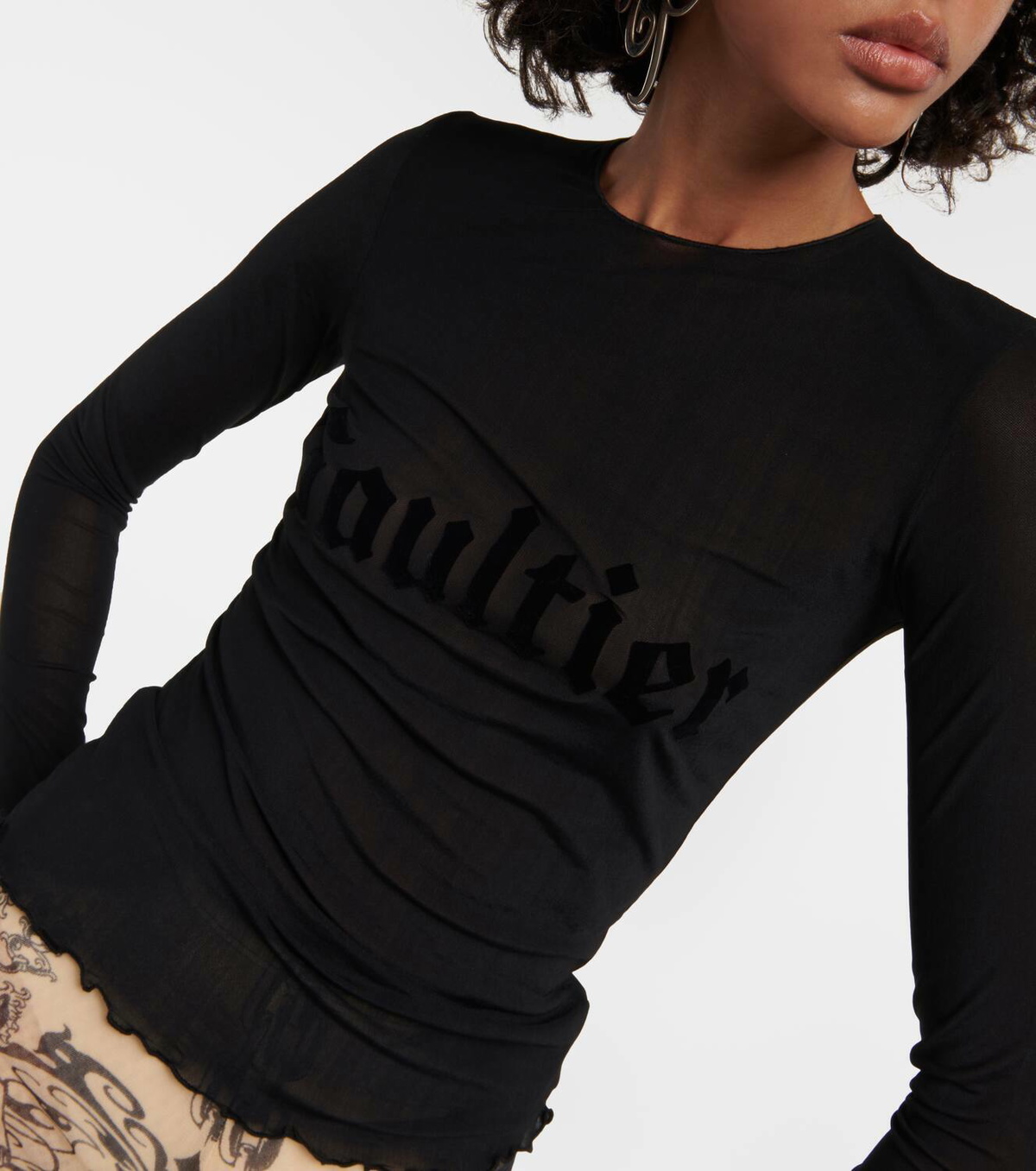 Jean Paul Gaultier Tattoo Collection printed tulle top Jean Paul 