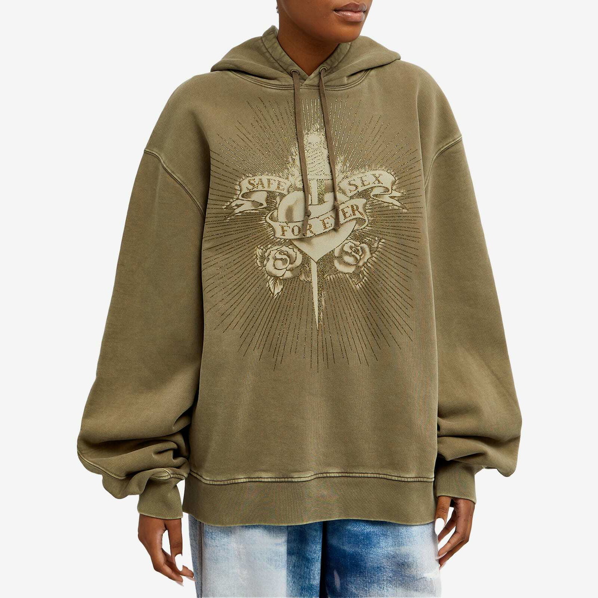 Jean Paul Gaultier Women's Safe Sex Hoodie in Khaki Jean Paul Gaultier