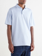 Peter Millar - Cotton-Blend Herringbone Polo Shirt - Blue