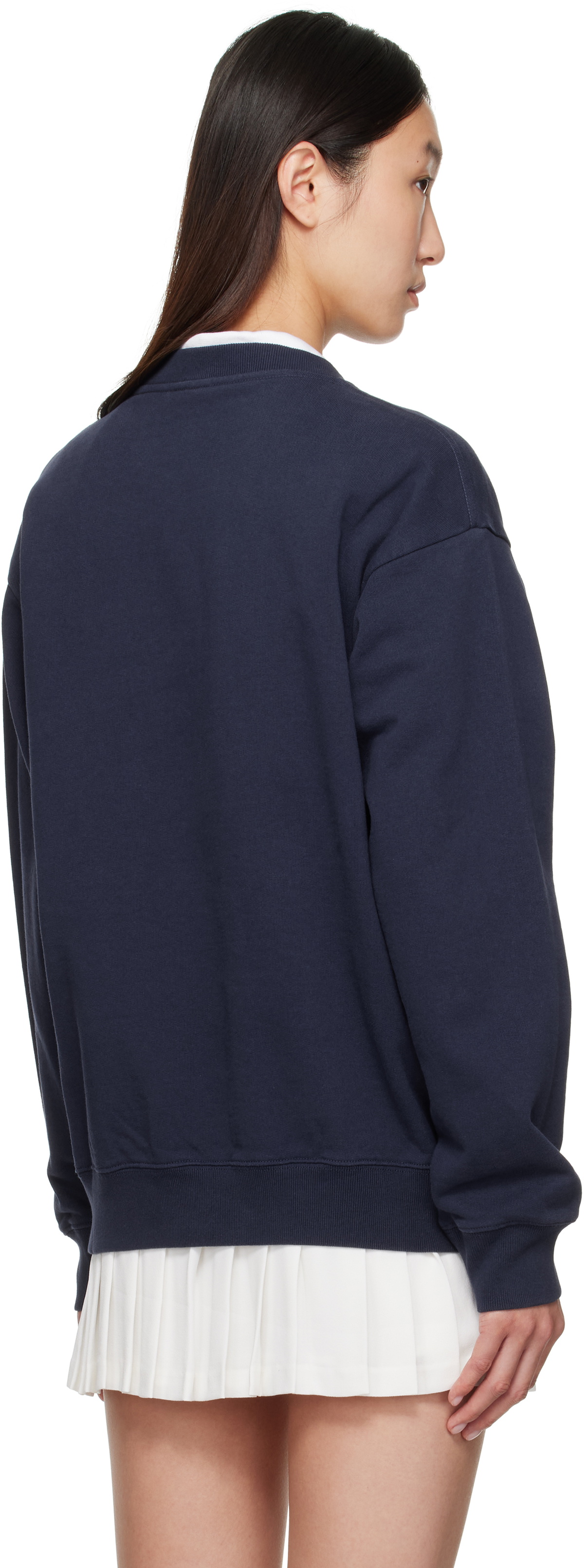 Sporty & Rich Navy Vendome Embroidered Crewneck Sweatshirt