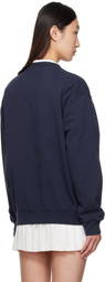 Sporty & Rich Navy Vendome Embroidered Crewneck Sweatshirt