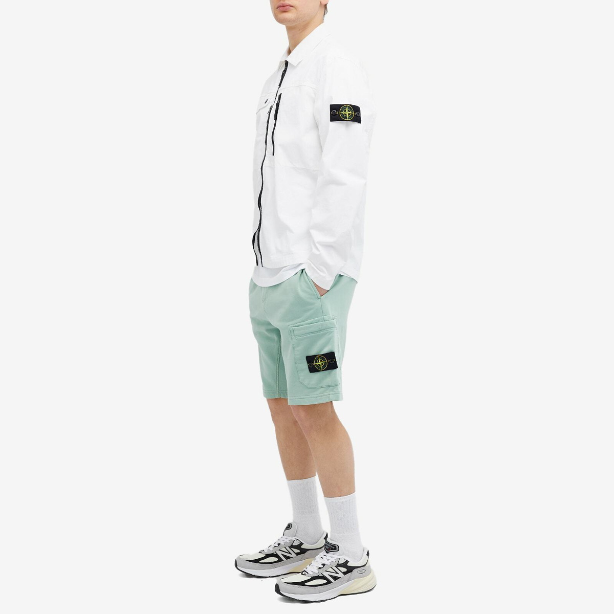 Stone Island Men's Garment Dyed Sweat Shorts in Light Green Stone Island Men's Garment Dyed Sweat Shorts in Light Green