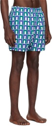 Lacoste Blue & Green Printed Swim Shorts